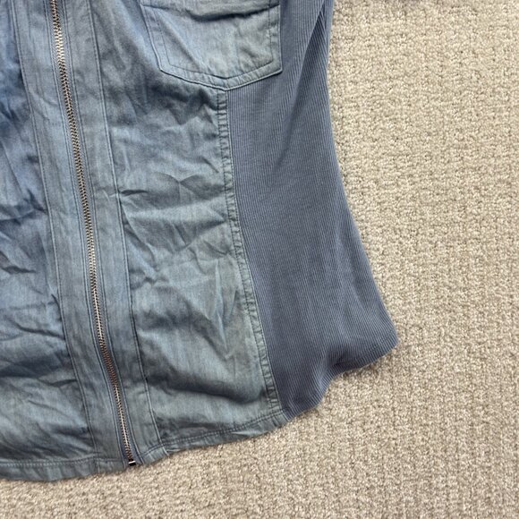 Guess Full Zip Utility Tech Pockets Shirt Military Faded Blue Women Sz XL* - Picture 5 of 11